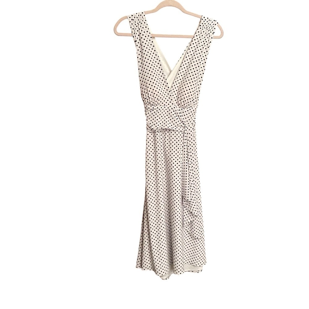 Frank Lyman Party Dress-Crosses in the back-white/Black Polka dots-Size 8